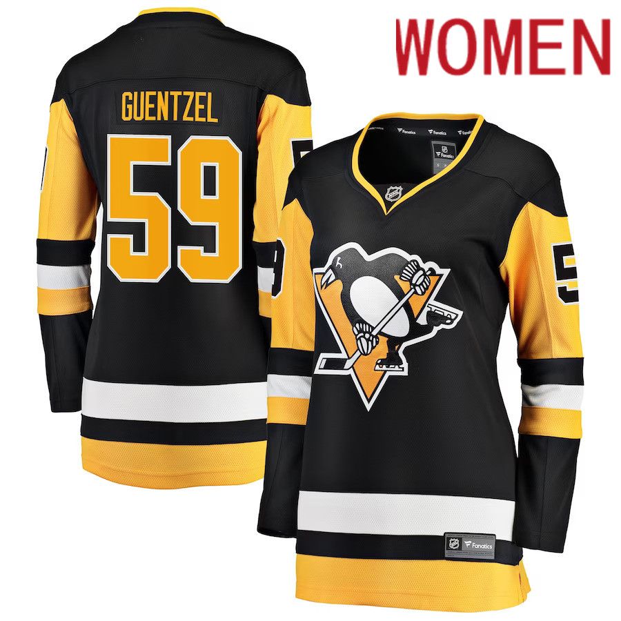 Women Pittsburgh Penguins 59 Jake Guentzel Fanatics Branded Black Home Premier Breakaway Player NHL Jersey